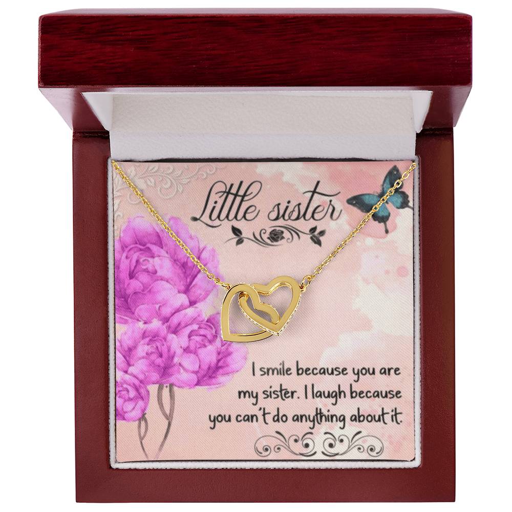 To My Little Sister Necklace Interlocking Hearts Necklace