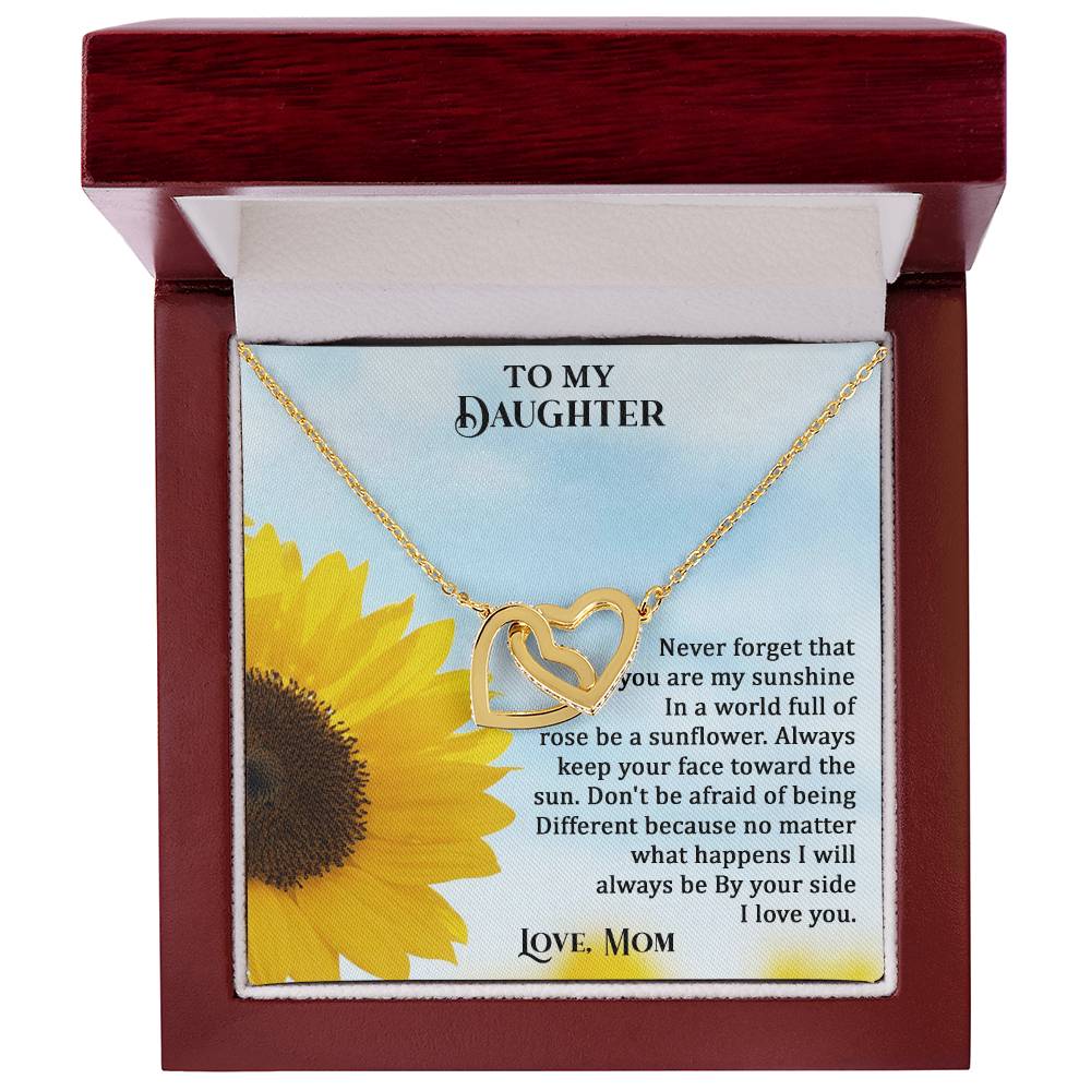 To My Daughter - No Matter What I Will Always Be By Your Side - Necklace Interlocking Hearts Necklace