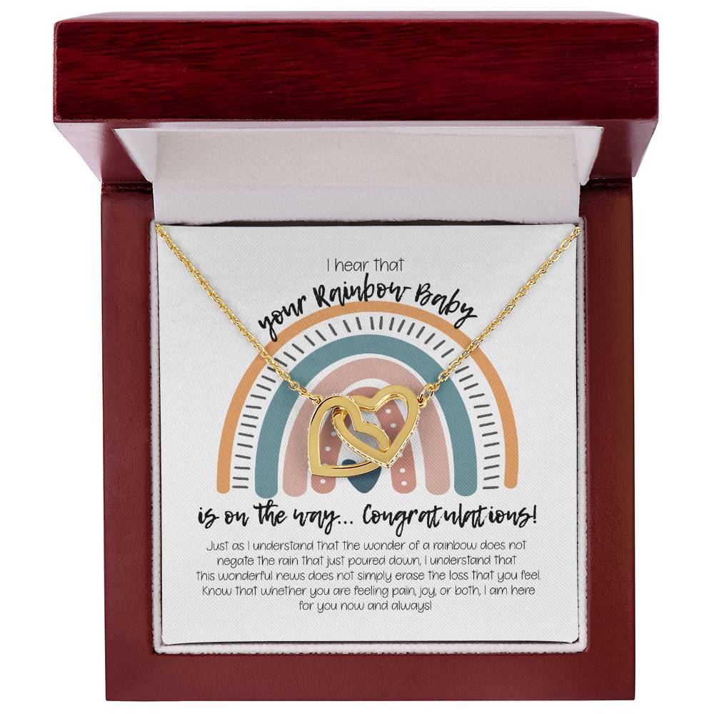 Rainbow Baby Necklace Interlocking Hearts Necklace