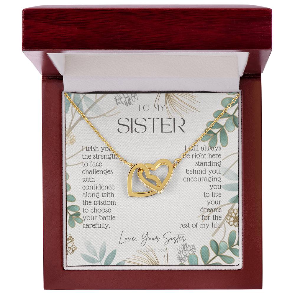 To My Sister Live Your Dreams Gift For Sister From Sister Sister Birthday Graduation Christmas Present Interlocking Hearts Necklace