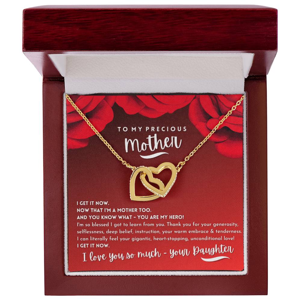 To My Precious Mother From Daughter - Never-Ending Love Necklace Interlocking Hearts Necklace