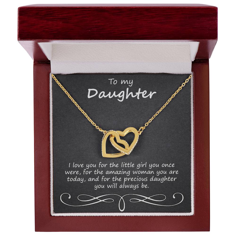 To My Daughter I Love You For The Little Girl You Once Were Interlocking Hearts Necklace