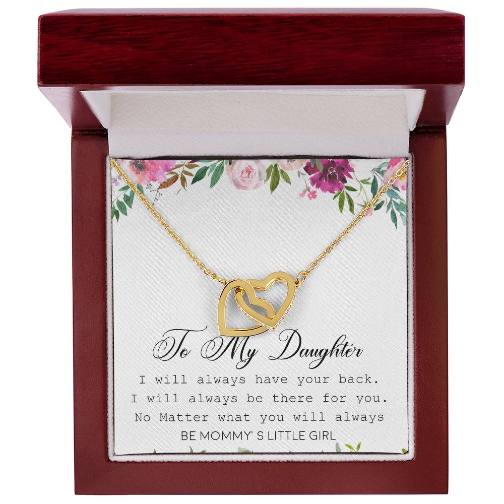 To My Daughter Interlocking Hearts Necklace Message Card