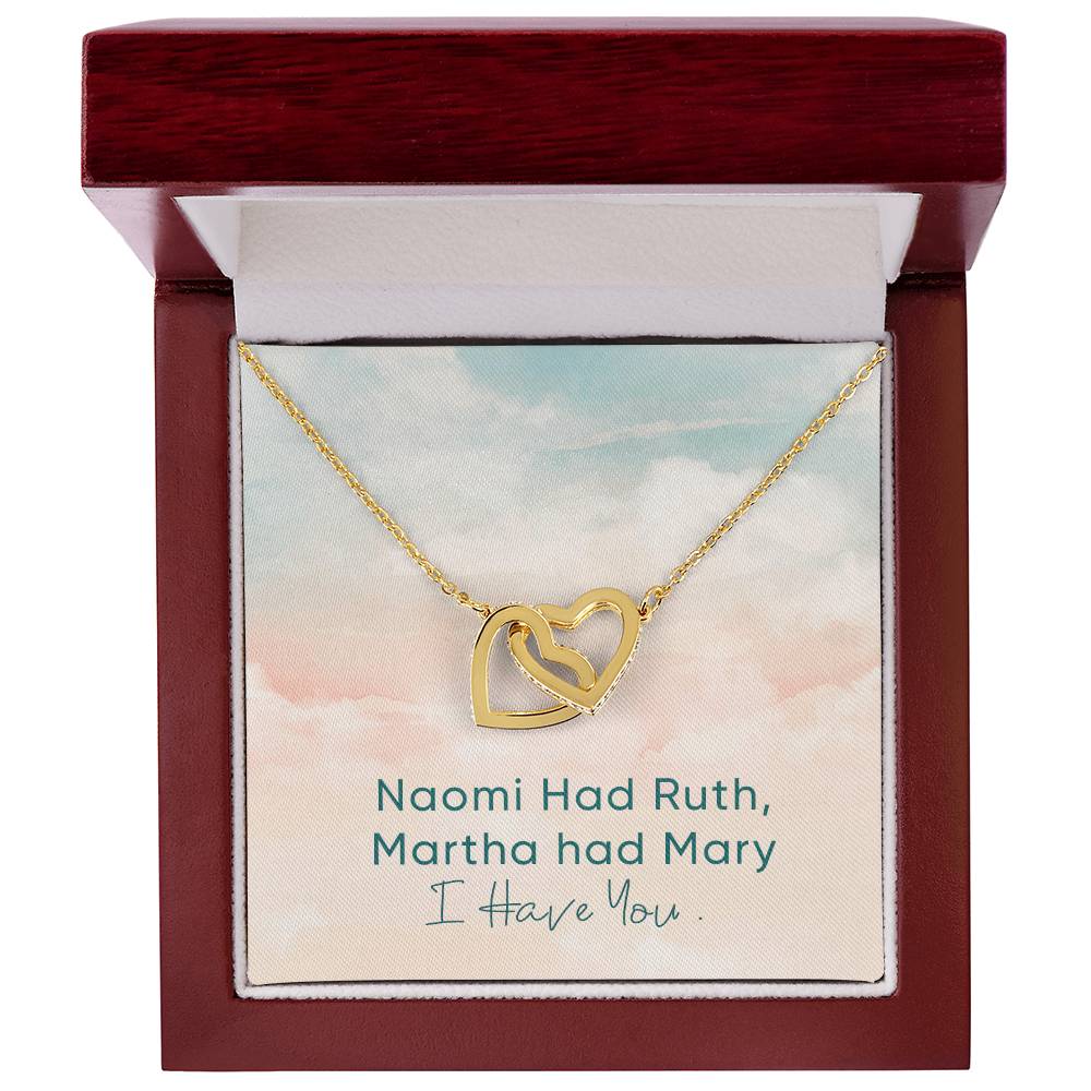 Unbiological Sister Necklace Naomi And Ruth Best Friend Gift Jewelry Interlocking Hearts Necklace