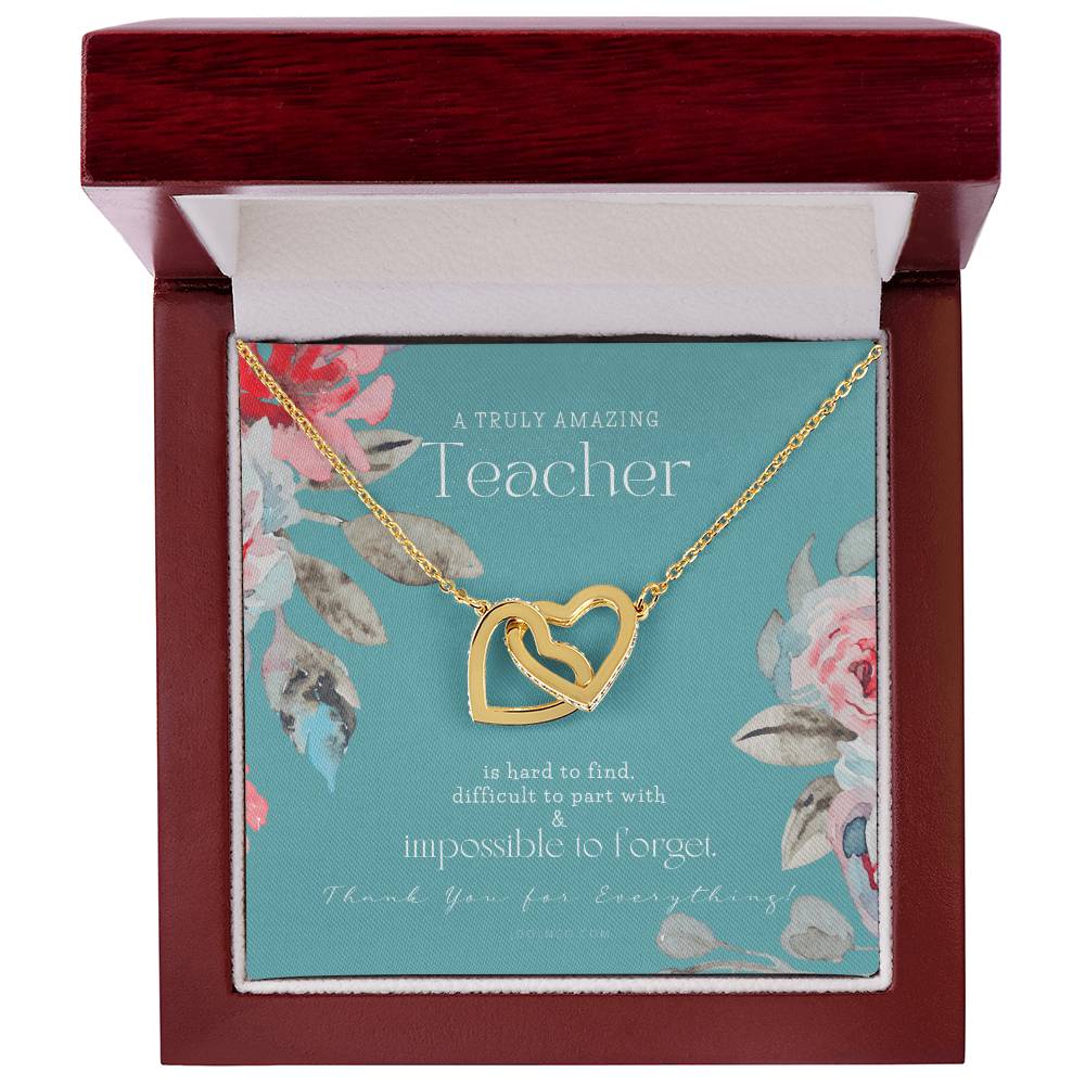 Teacher Gift Gift For Teacher Necklace A Truly Amazing Teacher Appreciation Gift Interlocking Hearts Necklace