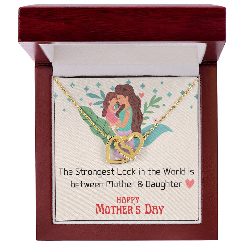Love Lock Between Mother & Daughter ! Heart Pendant With Cubic Zirconia Interlocking Hearts Necklace
