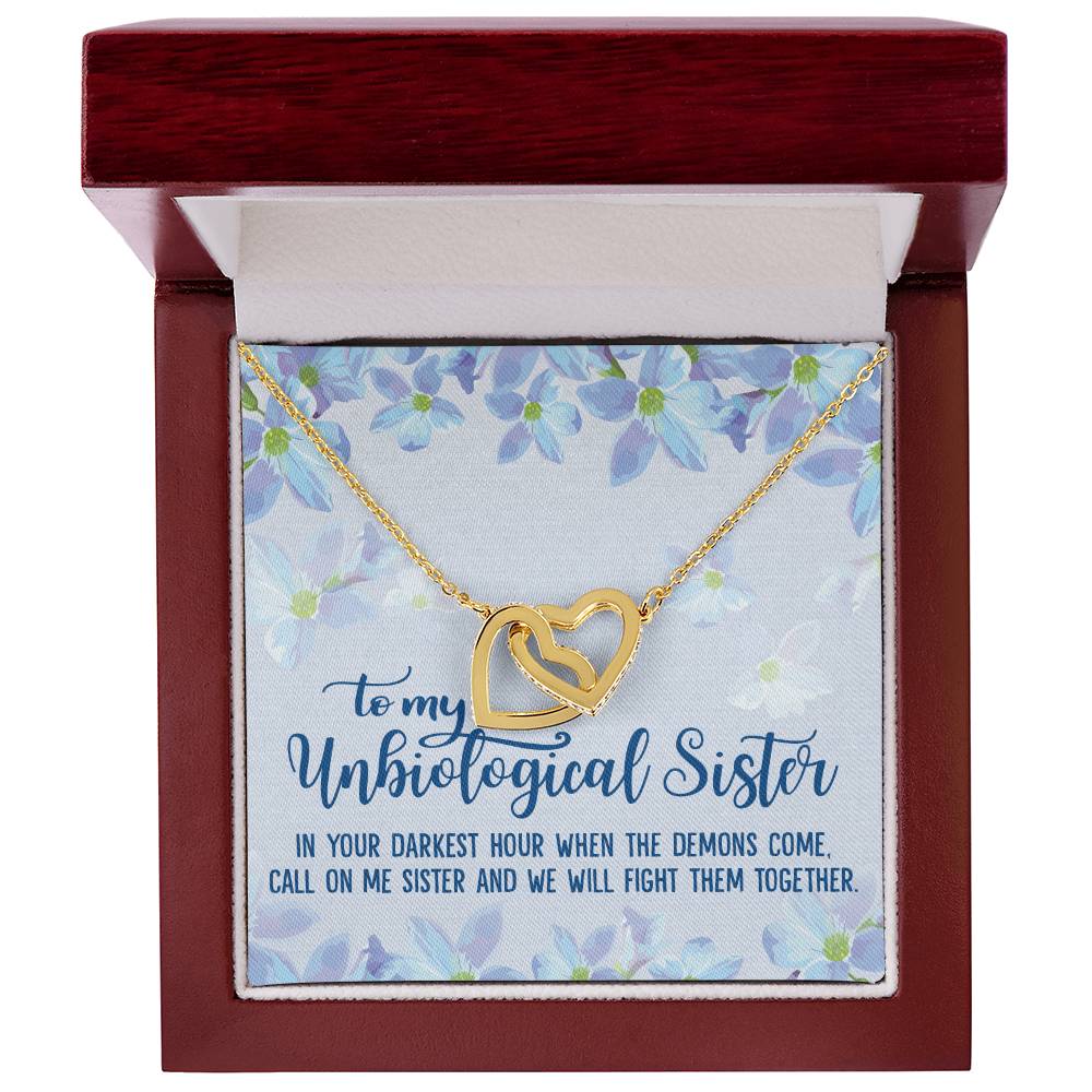 Unbiological Sister Soul Sister Big Little Sorority Sister In Law Step Sister Best Friend Gift Interlocking Hearts Necklace