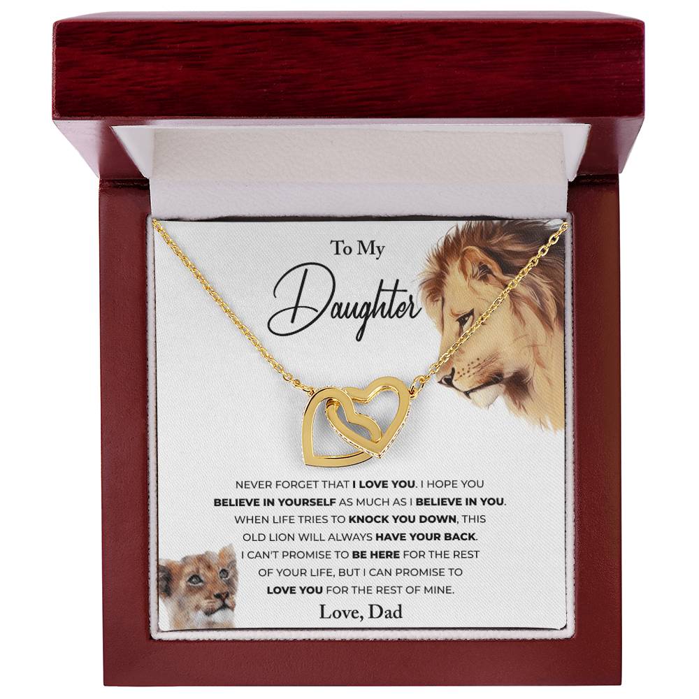 To My Daughter - This Old Lion - Hearts Necklace Interlocking Hearts Necklace