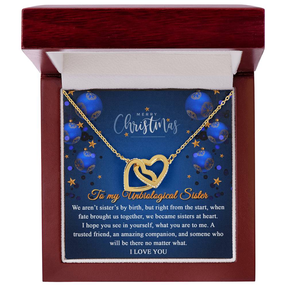 Merry Christmas To My Unbiological Sister Interlocked Hearts Necklace Interlocking Hearts Necklace