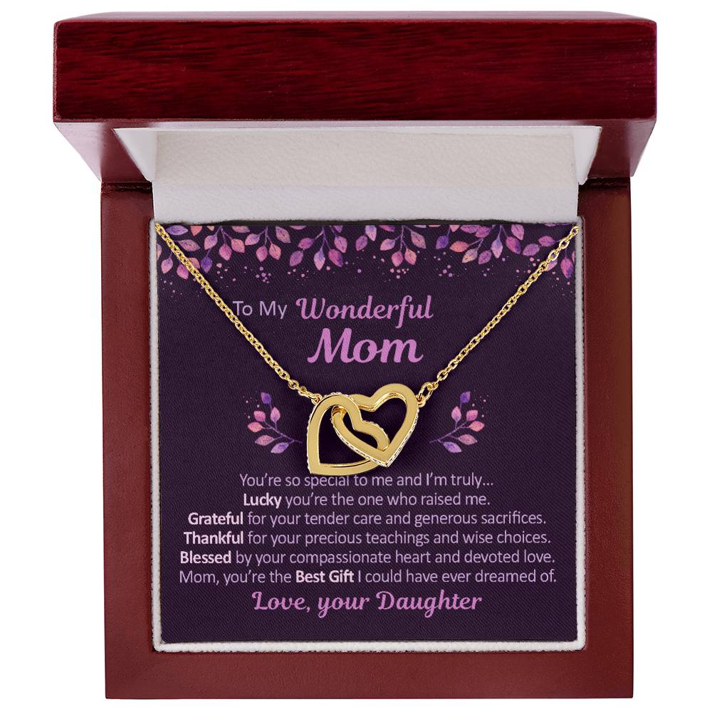 To My Mom - Grateful Thankful And Blessed - Necklace Interlocking Hearts Necklace