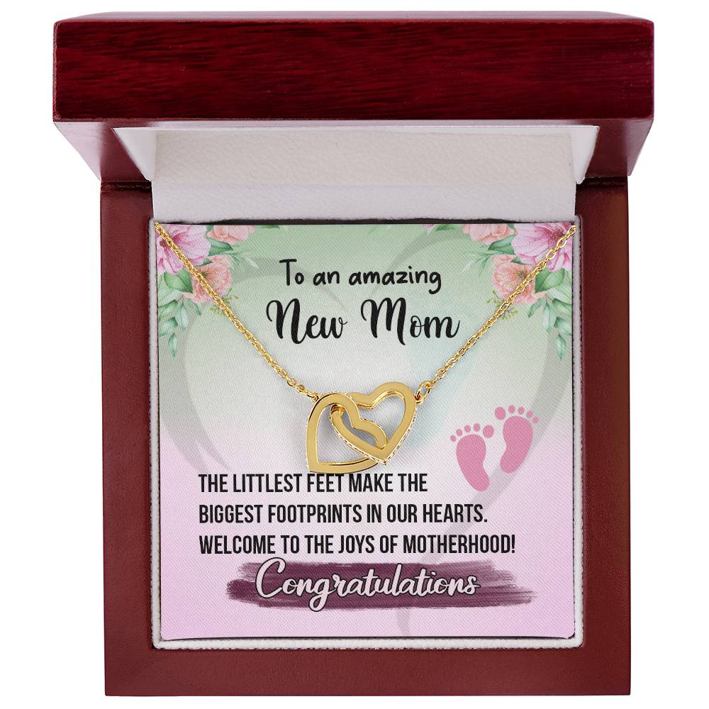 To An Amazing Mom- Gift For New Mom Interlocking Hearts Necklace