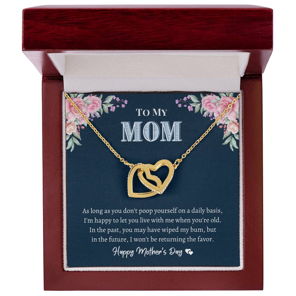 To My Mom - Don'T Poop Yourself - Interlocking Heart Necklace Interlocking Hearts Necklace