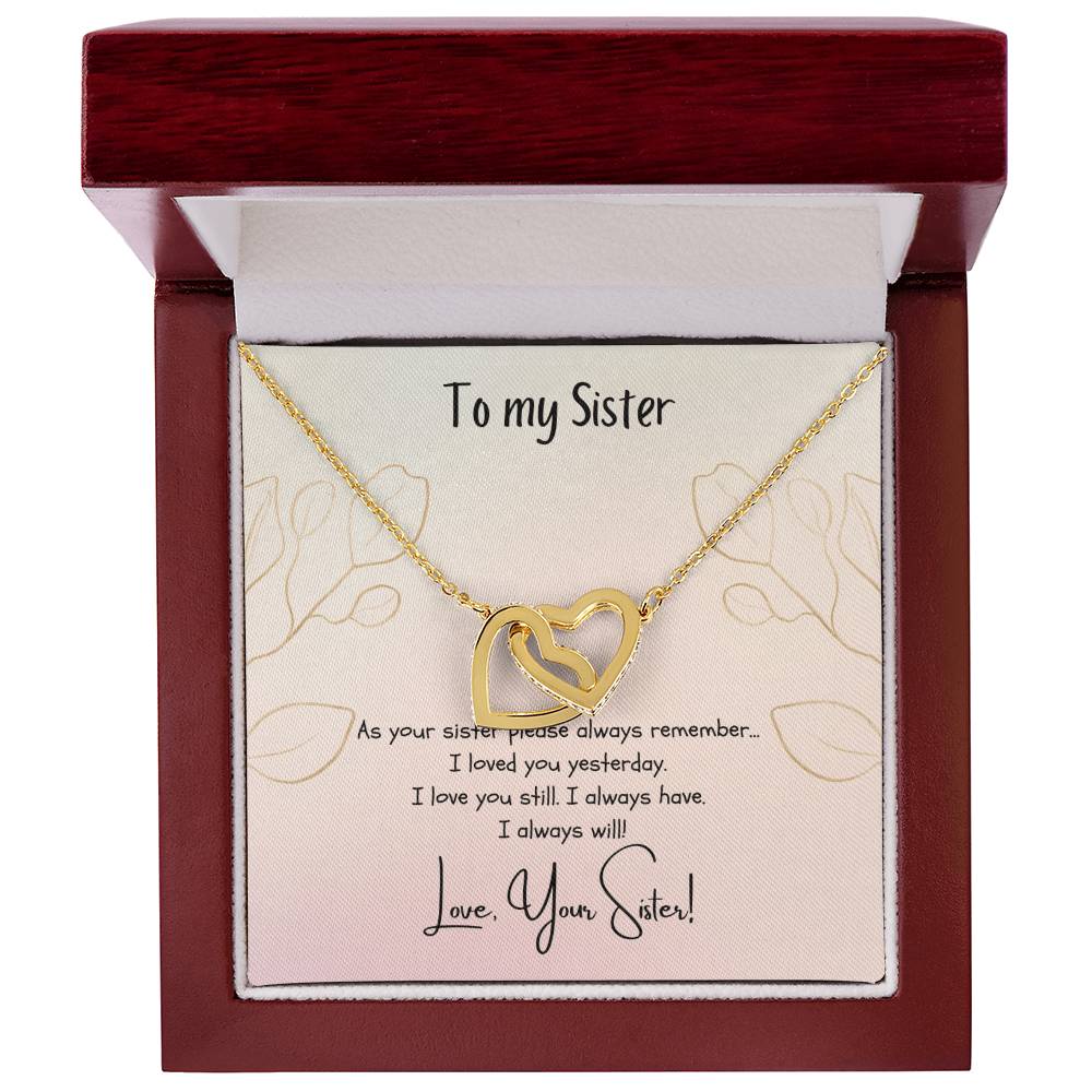 To My Sister Interlocking Hearts Necklace