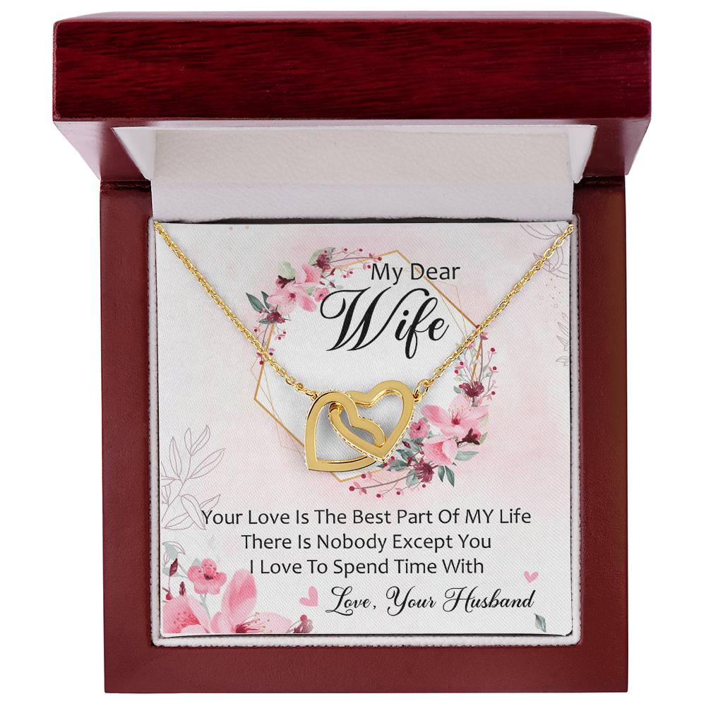 My Dear Wife I Love To Spend Time With You Interlocking Hearts Necklace