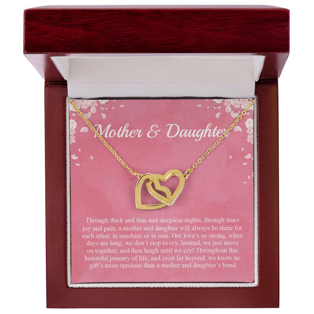 Mother Daughter Through Thick And Thin And Sleepless Nights Through Tears Joy And Pain Interlocking Hearts Necklace