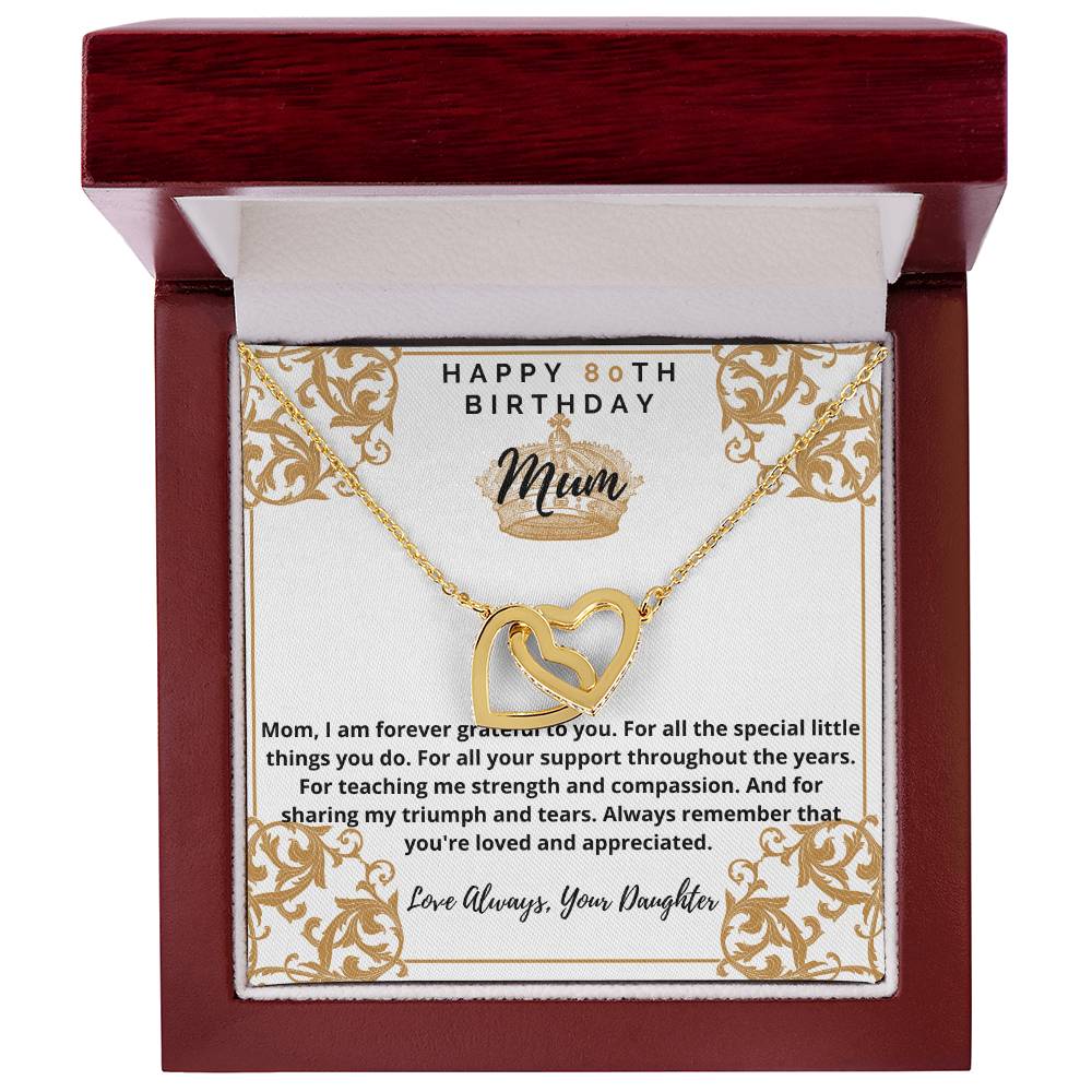 80Th Birthday Mum From Daughter Interlocking Hearts Necklace
