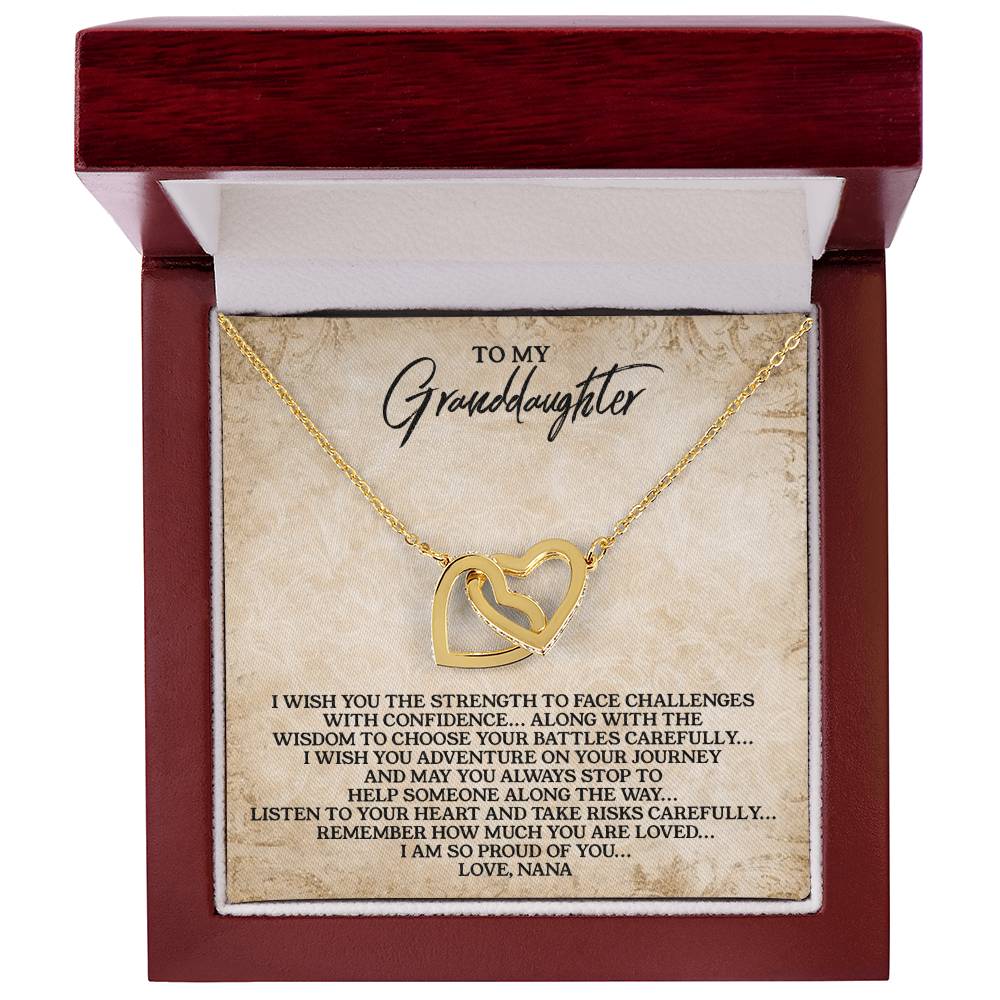 To My Granddaughter - Love Nana - Alluring Beauty Necklace Interlocking Hearts Necklace