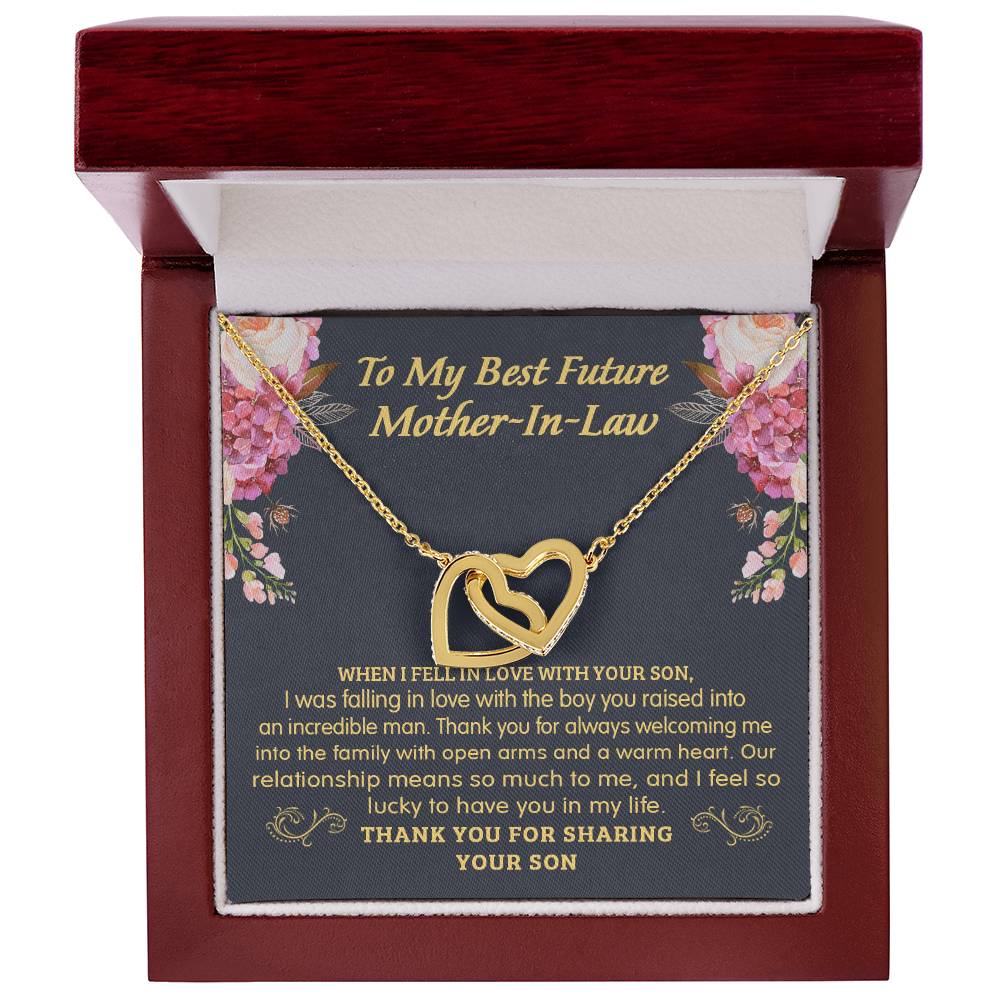 Gift For Future Mother-In-Law - The Boy You Raised - Interlocking Interlocking Hearts Necklace