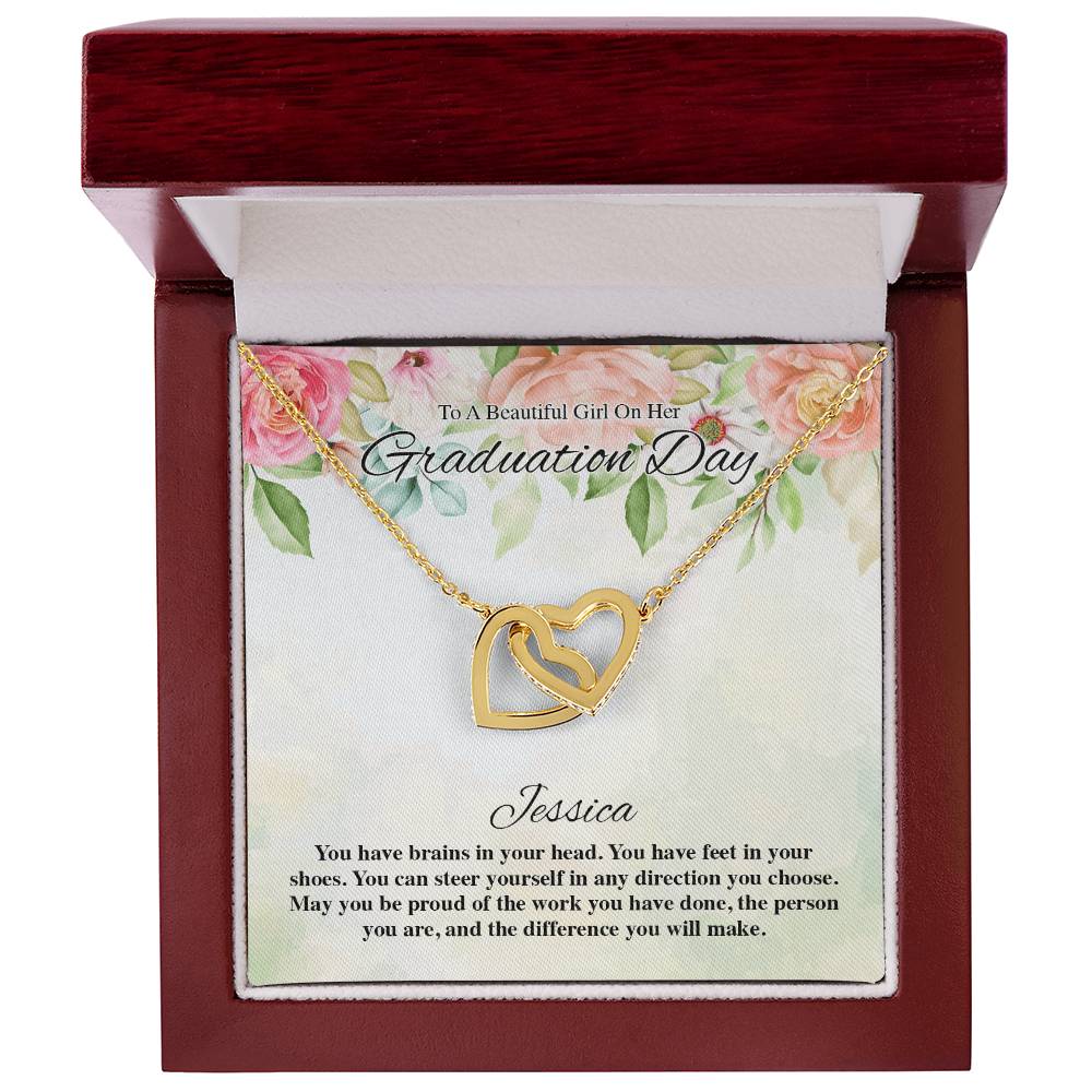 To A Beautiful Girl On Her Graduation Day Flowery Interlocking Hearts Interlocking Hearts Necklace