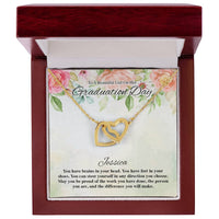 To A Beautiful Girl On Her Graduation Day Flowery Interlocking Hearts Interlocking Hearts Necklace