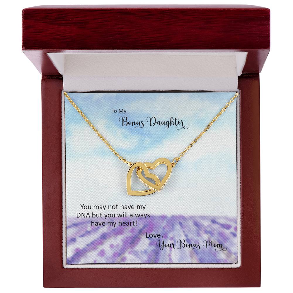 Bonus Daughter From Bonus Mom No Dna But You Have My Heart Interlocking Hearts Necklace