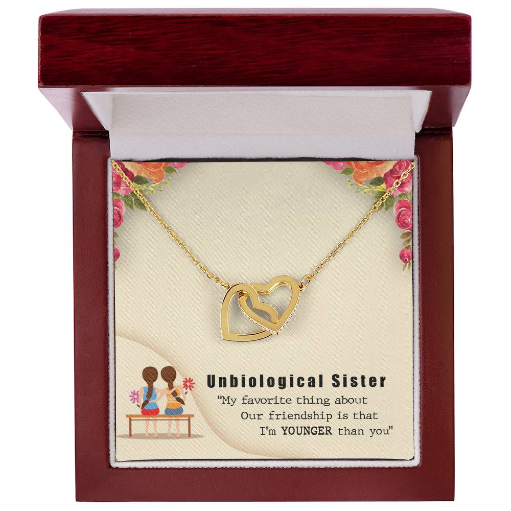 Unbiologocal Sister Interlocking Hearts Necklace