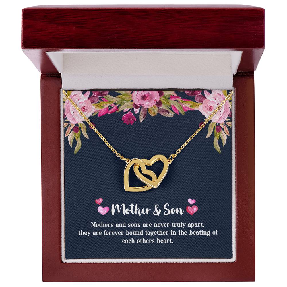 Mother & Son - Never Truly Apart Interlocking Hearts Necklace