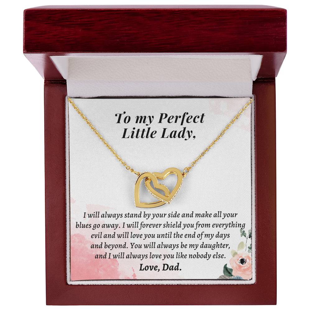 Gift For Daughter From Dad - I Will Always Love You Like Nobody Else Interlocking Hearts Necklace