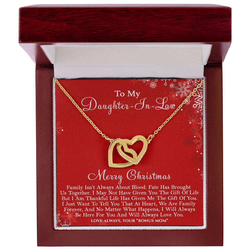 To My Daughter-In-Law Merry Christmas - Life Has Given Me The Gift Of You - Hearts Necklace Interlocking Hearts Necklace