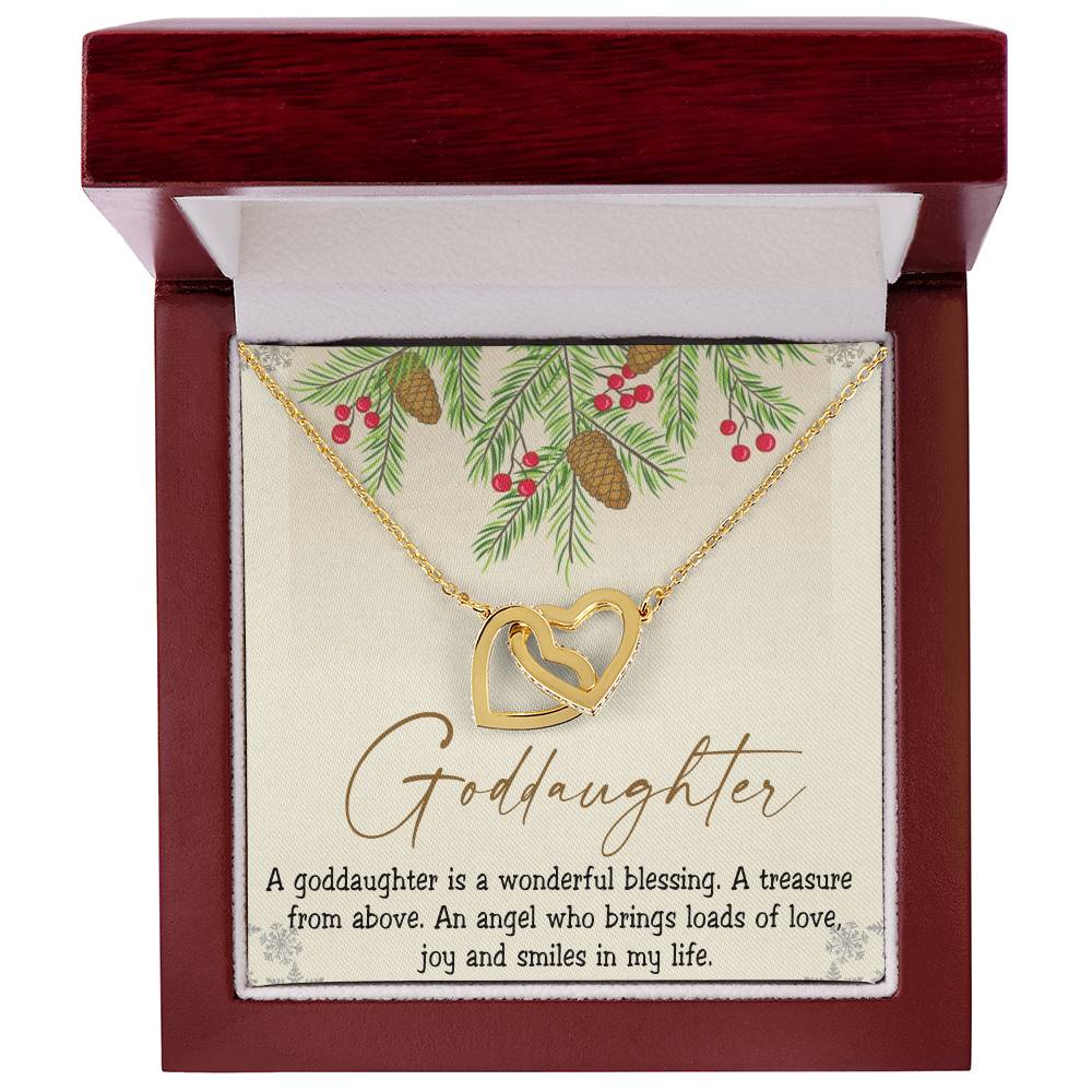 Goddaughter Interlocking Hearts Necklace Message Card