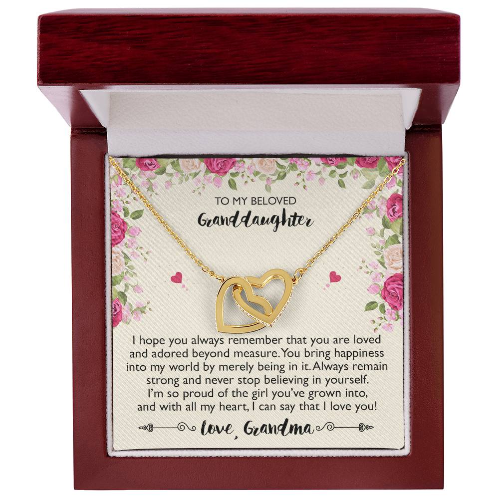 To My Beloved Granddaughter - Interlocking Heart Necklace From Grandma Interlocking Hearts Necklace