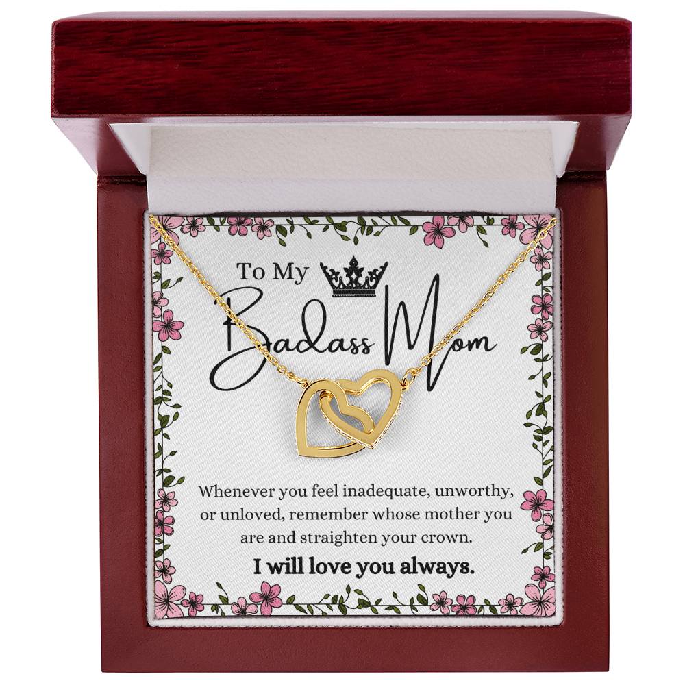 To My Badass Mom Interlocking Hearts Necklace Gift Set
