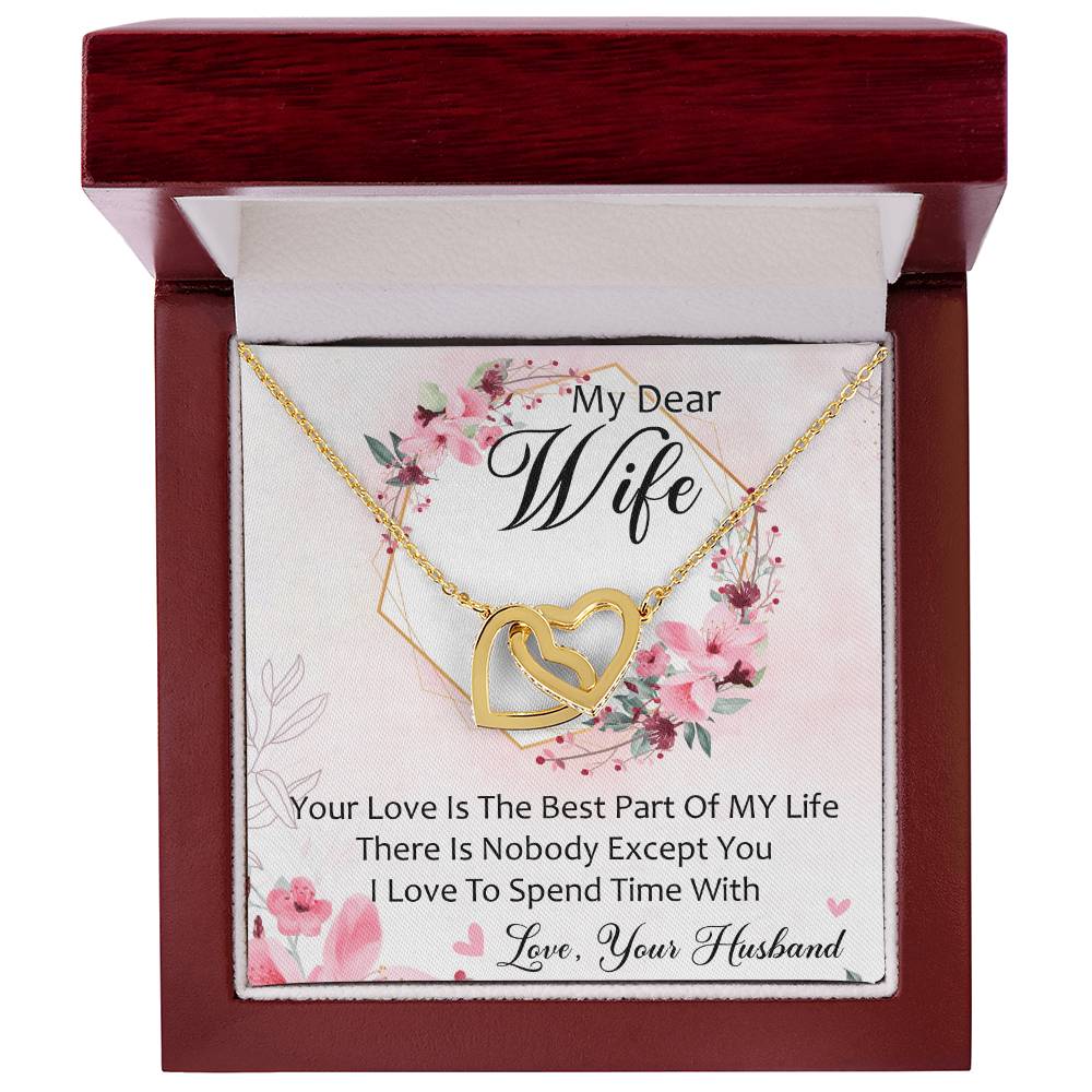 My Dear Wife Interlocking Hearts Necklace Message Card