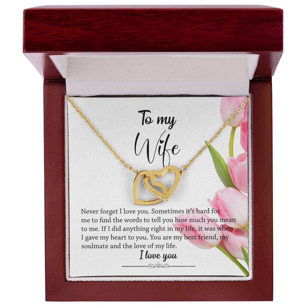 Interlocking Hearts - Pink Tulips Interlocking Hearts Necklace