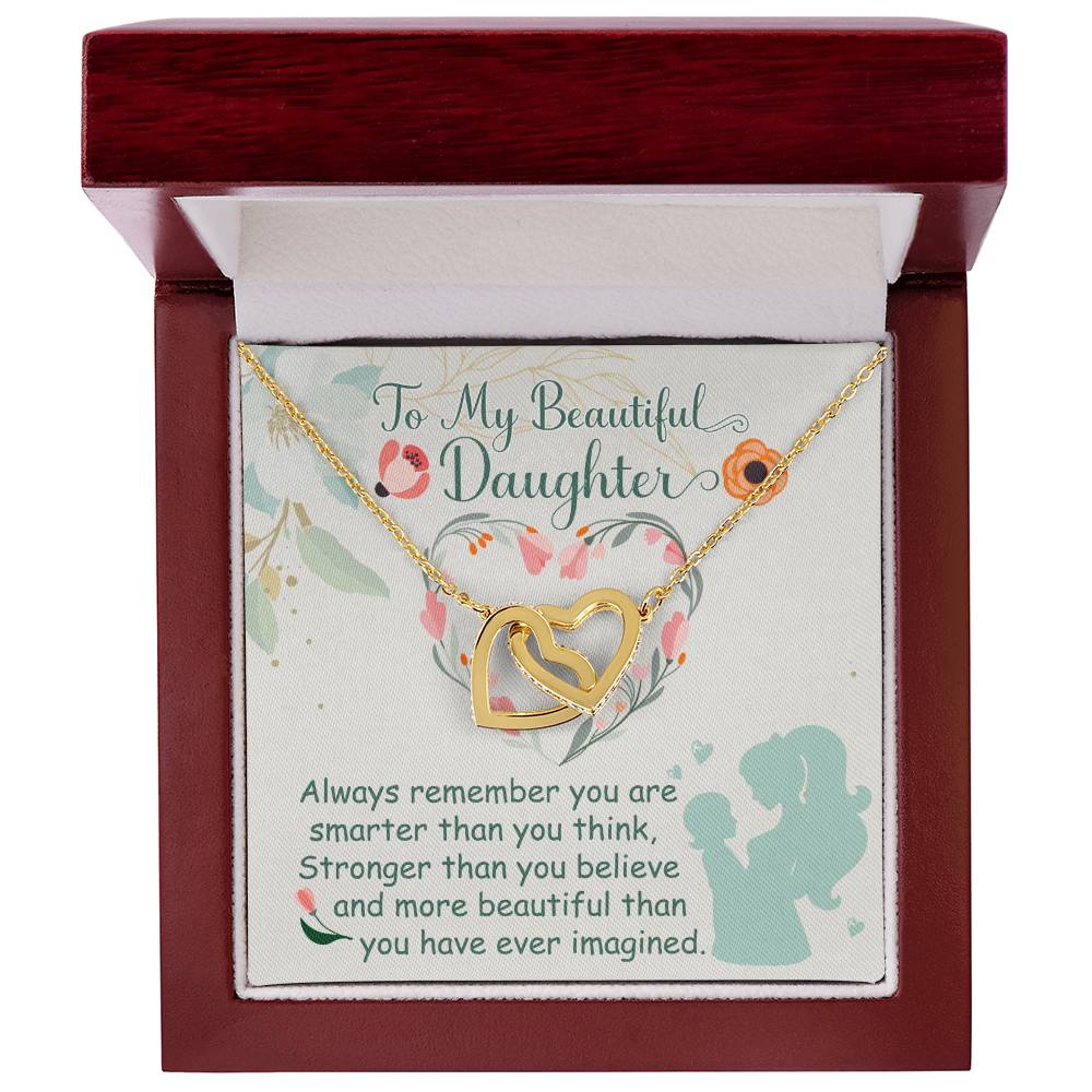To My Beautiful Daughter Necklace To Daughter From Mom Interlocking Hearts Necklace