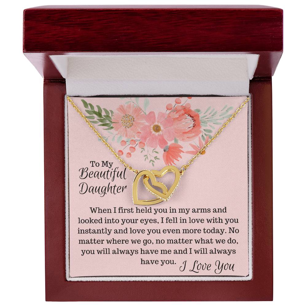 To My Beautiful Daughter - Interlocked Hearts Interlocking Hearts Necklace