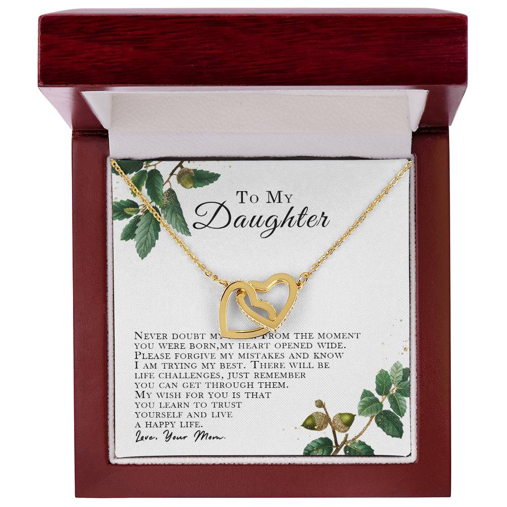 I Will Love You Forever Daughter Gift From Mom. Interlocking Hearts Necklace
