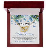 Dear Wife Happy Anniversary Interlocking Hearts Necklace Wedding Anniversary Gift