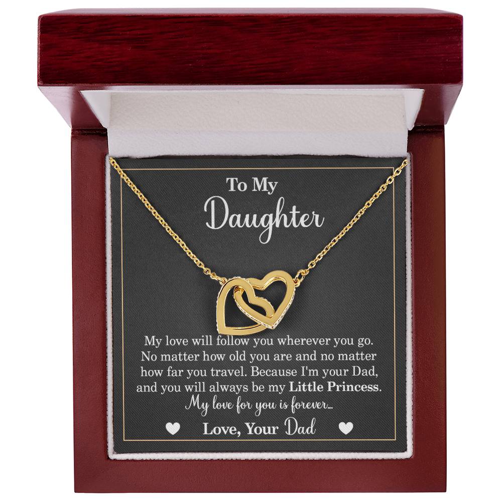 To My Daughter - My Love Will Follow You Wherever You Go - Interlocking Heart Necklace Interlocking Hearts Necklace