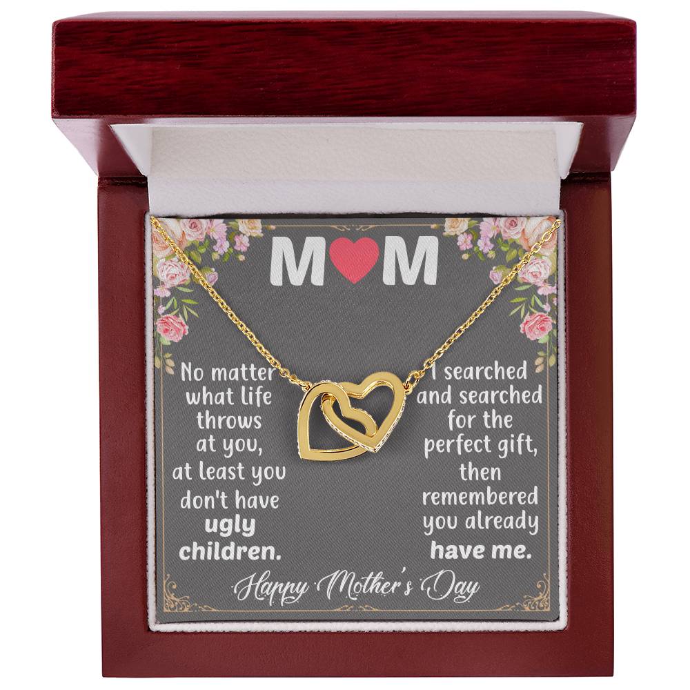 Happy Mother'S Day Mom Interlocking Hearts Necklace