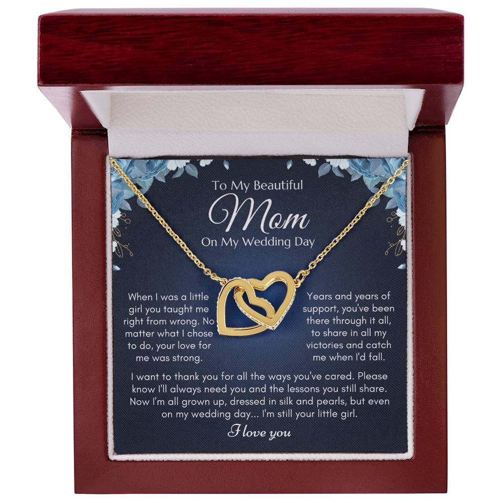 To My Mom On My Wedding Day Necklace Interlocking Hearts Necklace