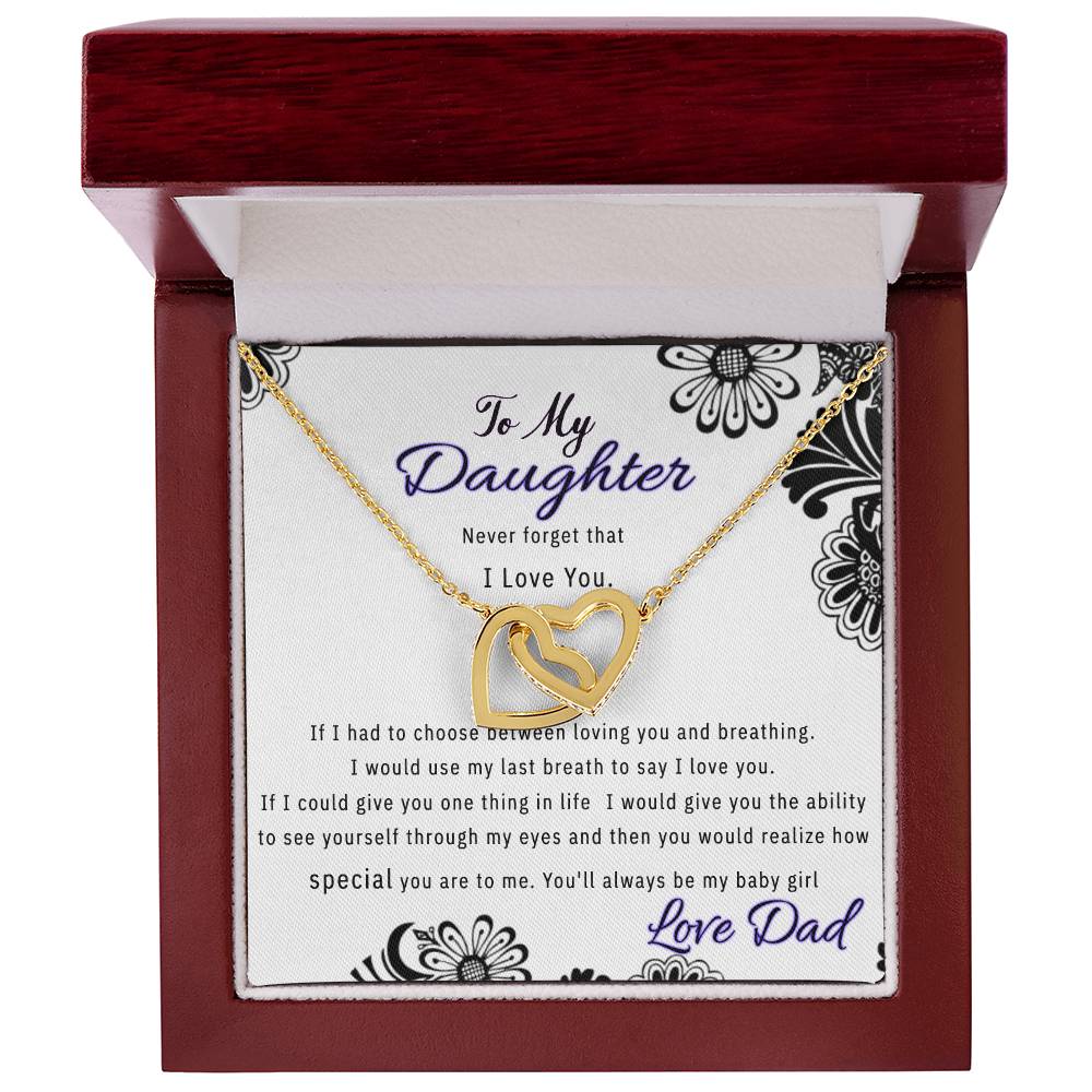 Saleto My Daughter Never Forget I Love You Necklace Interlocking Hearts Necklace