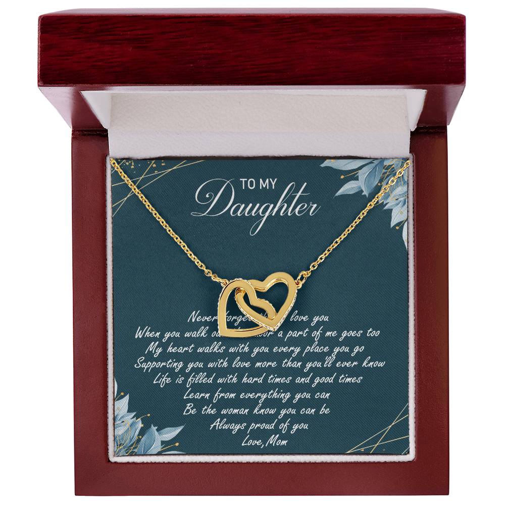 To My Daughter Interlocking Hearts Necklace Message Card