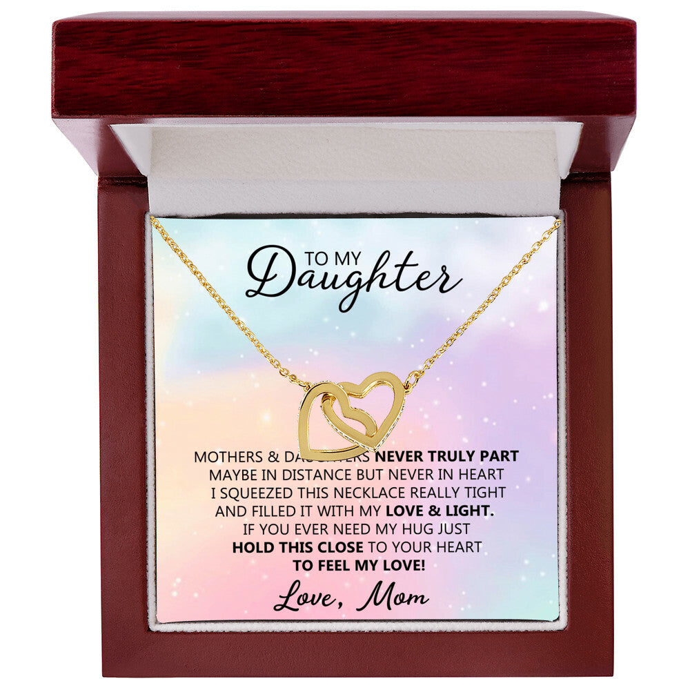 To My Daughter - Unique Interlocking Hearts Binding Necklace Gift Set Interlocking Hearts Necklace