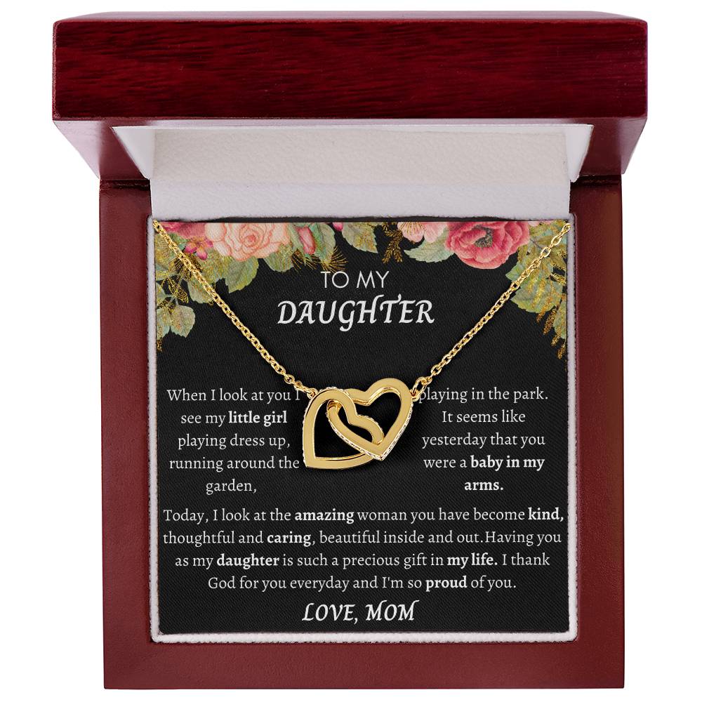 To My Daughter Interlocking Hearts Necklace