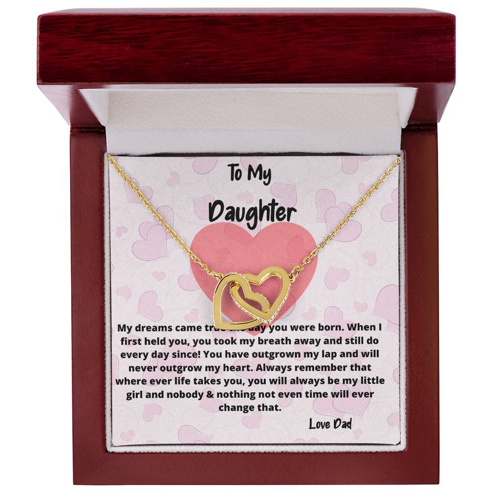 To My Daughter Necklace You Have Outgrown My Lap Double Hearts Necklace Interlocking Hearts Necklace
