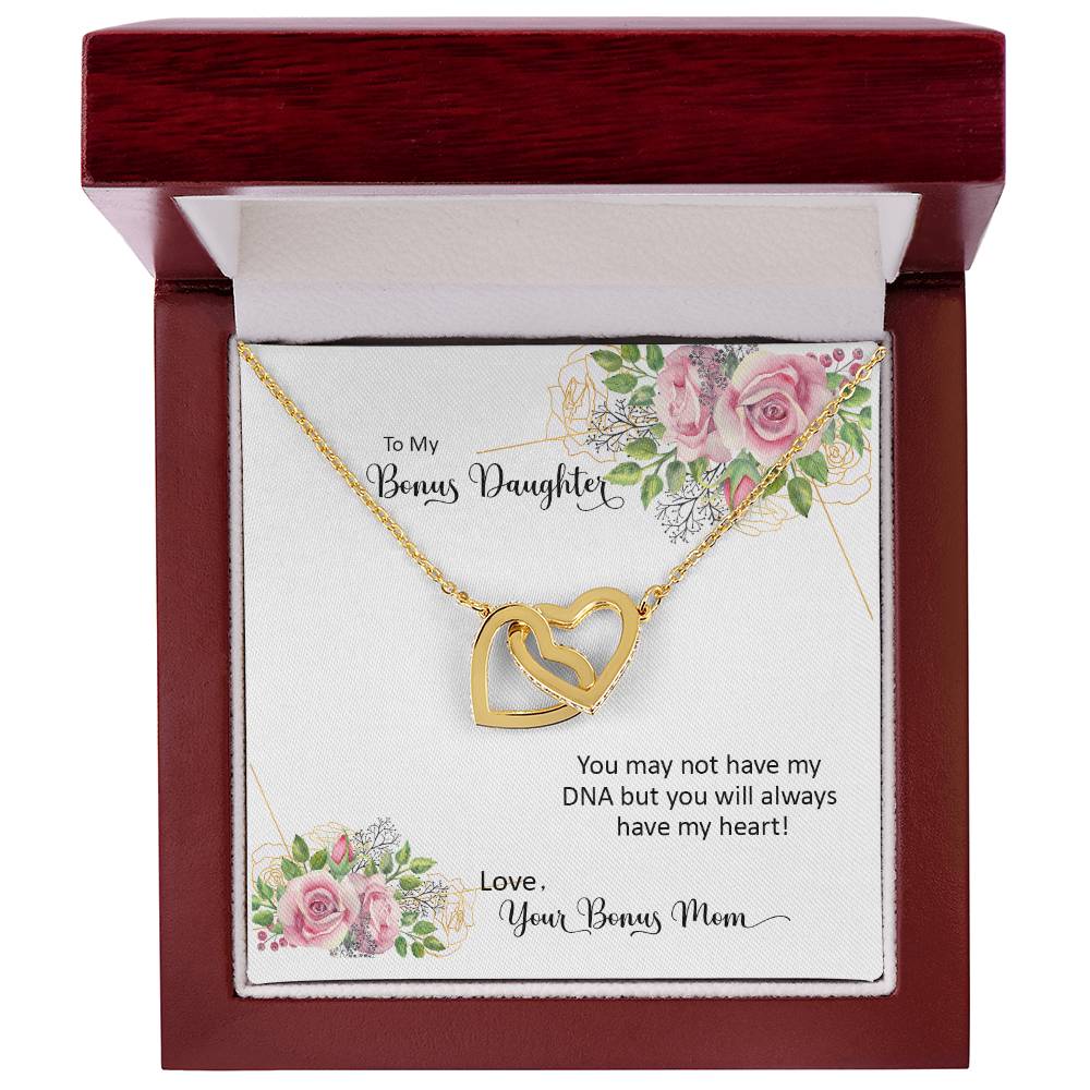 Bonus Daughter From Bonus Mom No Dna But You Have My Heart Interlocking Hearts Necklace