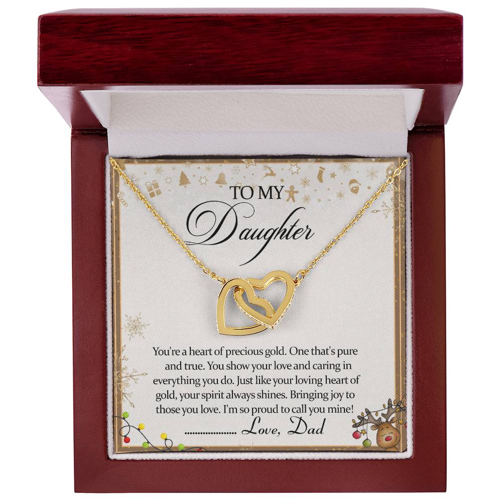 To My Daughter Interlocking Hearts Necklace Message Card
