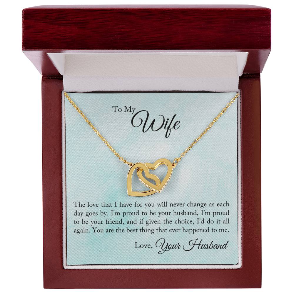 To My Wife - I'M Proud To Be Your Husband - Interlocking Heart Necklace Interlocking Hearts Necklace