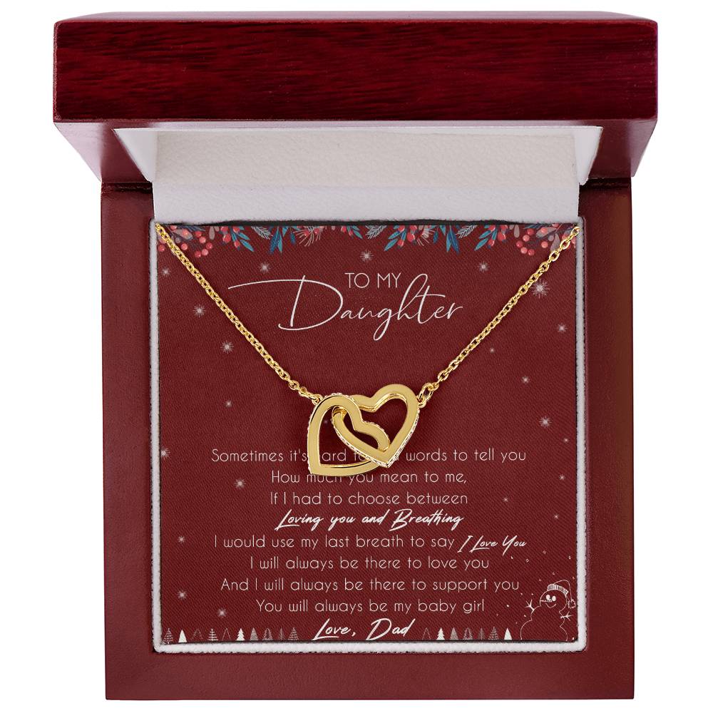 To My Daughter Interlocking Hearts Necklace Message Card
